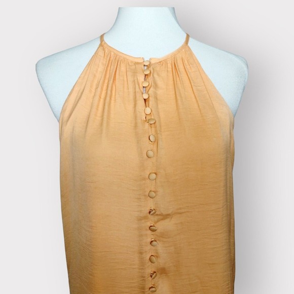 Philosophy Women’s Sz XS Orange Sleeveless Button Front High Neck Blouse - Picture 2 of 15